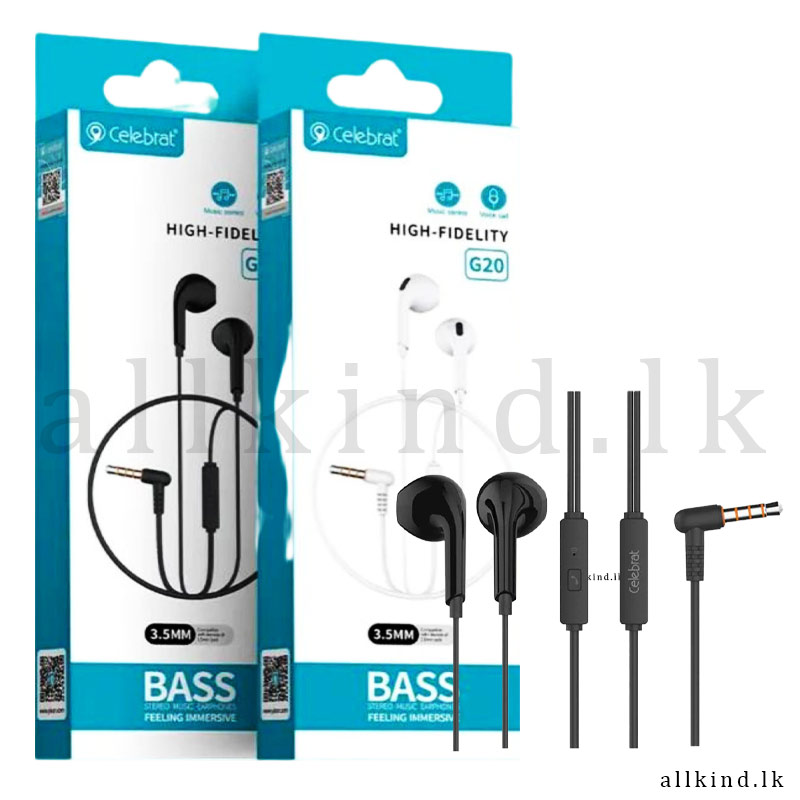 Celebrat High Quality Sounds Handsfree 3.5mm - Best Sound Audio Expert Wired Earphone in Sri Lanka G20