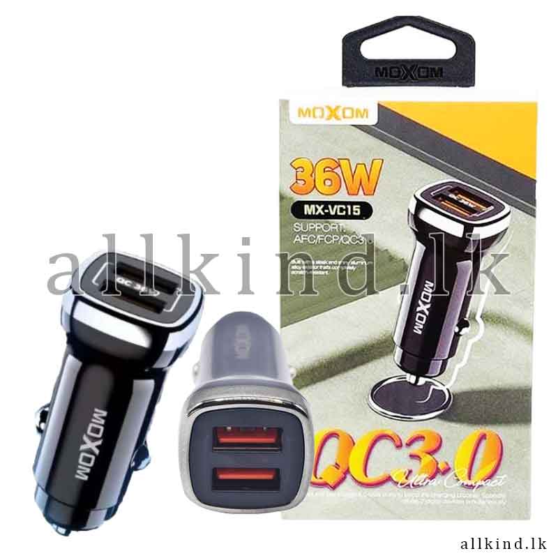 36W Car Charger MX-VC15 Car Charger - AFC - FCP - Qualcomm 3.0 Fast Charging - 36W Quick Car Charge MX VC15 MXVC15